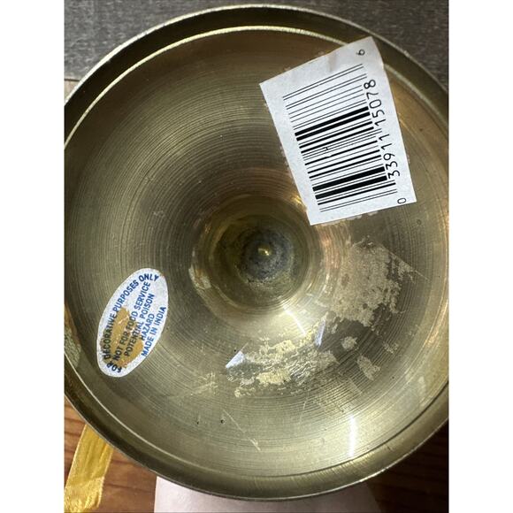 Vtg Brass Mask Mardi Gras Tribal Hand Painted on Brass Stand Made in India 7” - Picture 5 of 5